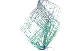 A J/105 race on the Race Viewer with each boat's track colored by its speed, slow to fast within each leg, and the speed key above the map.